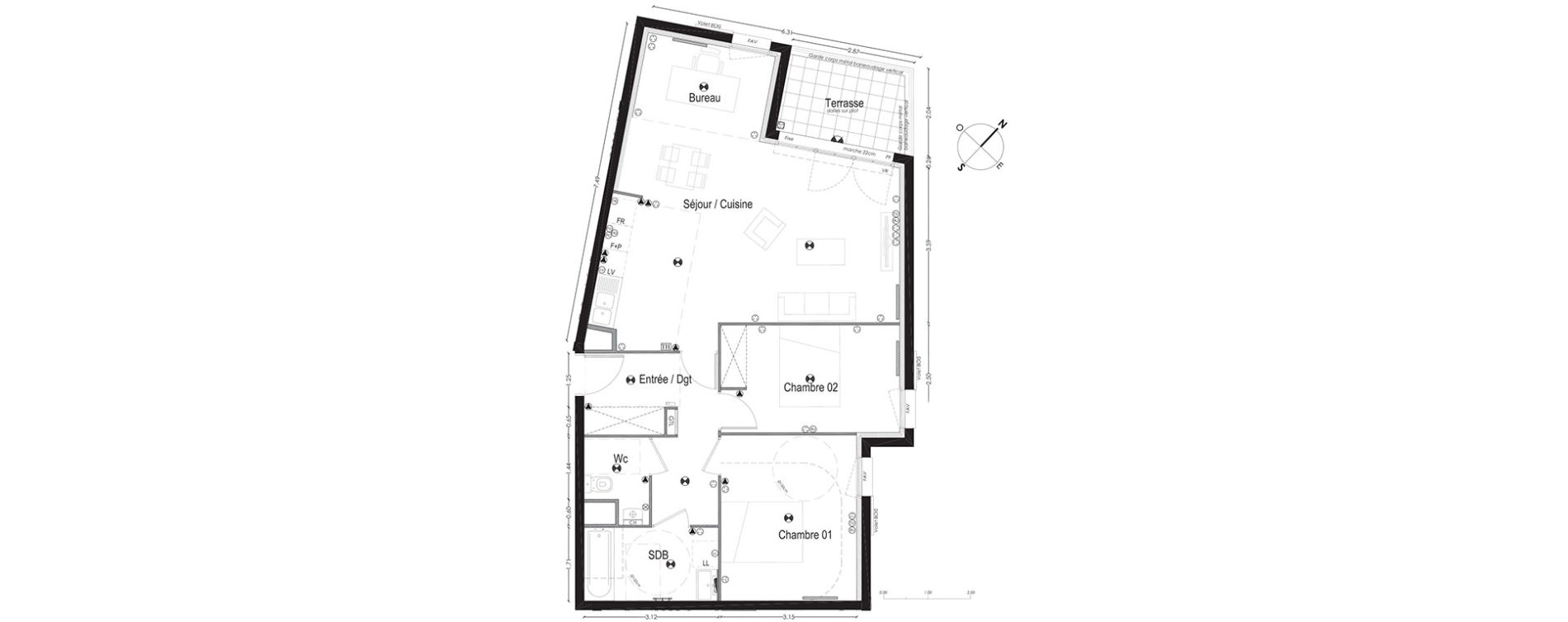 Appartement T3 de 75,33 m2 &agrave; Gradignan Centre