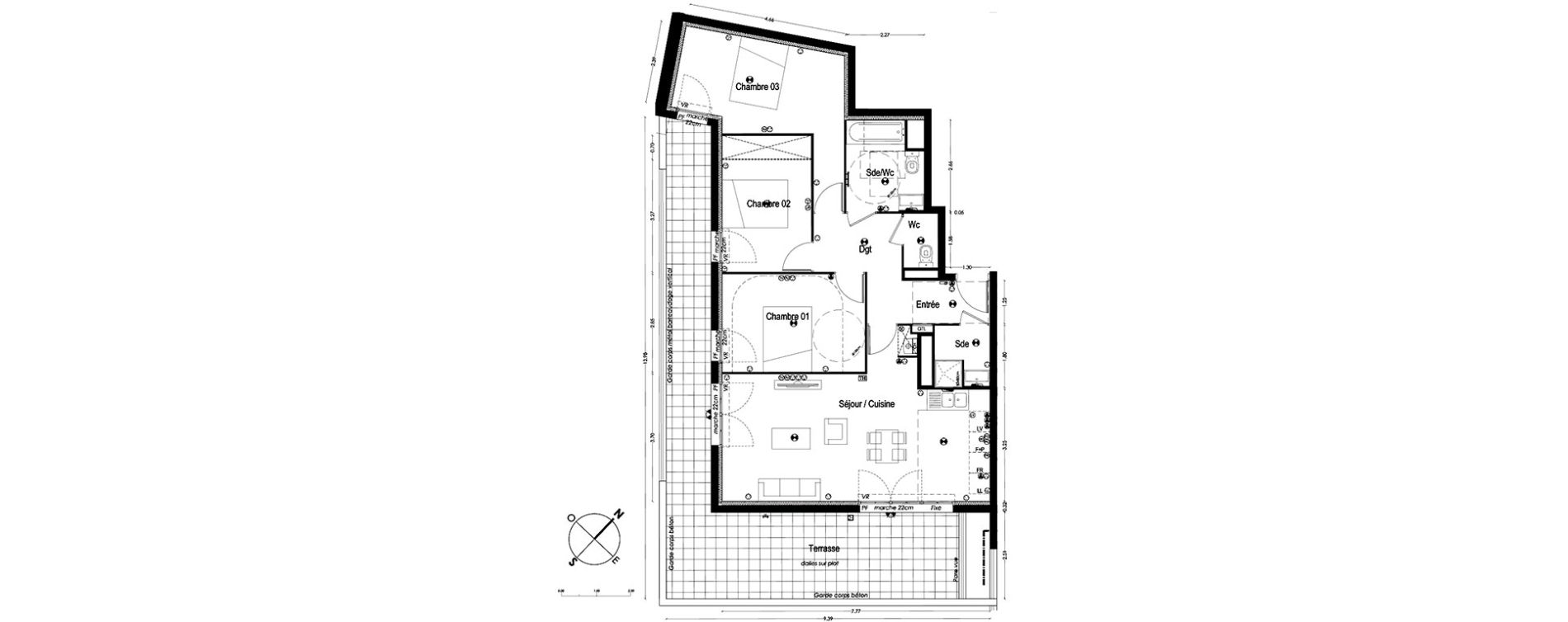 Appartement T4 de 85,34 m2 &agrave; Gradignan Centre