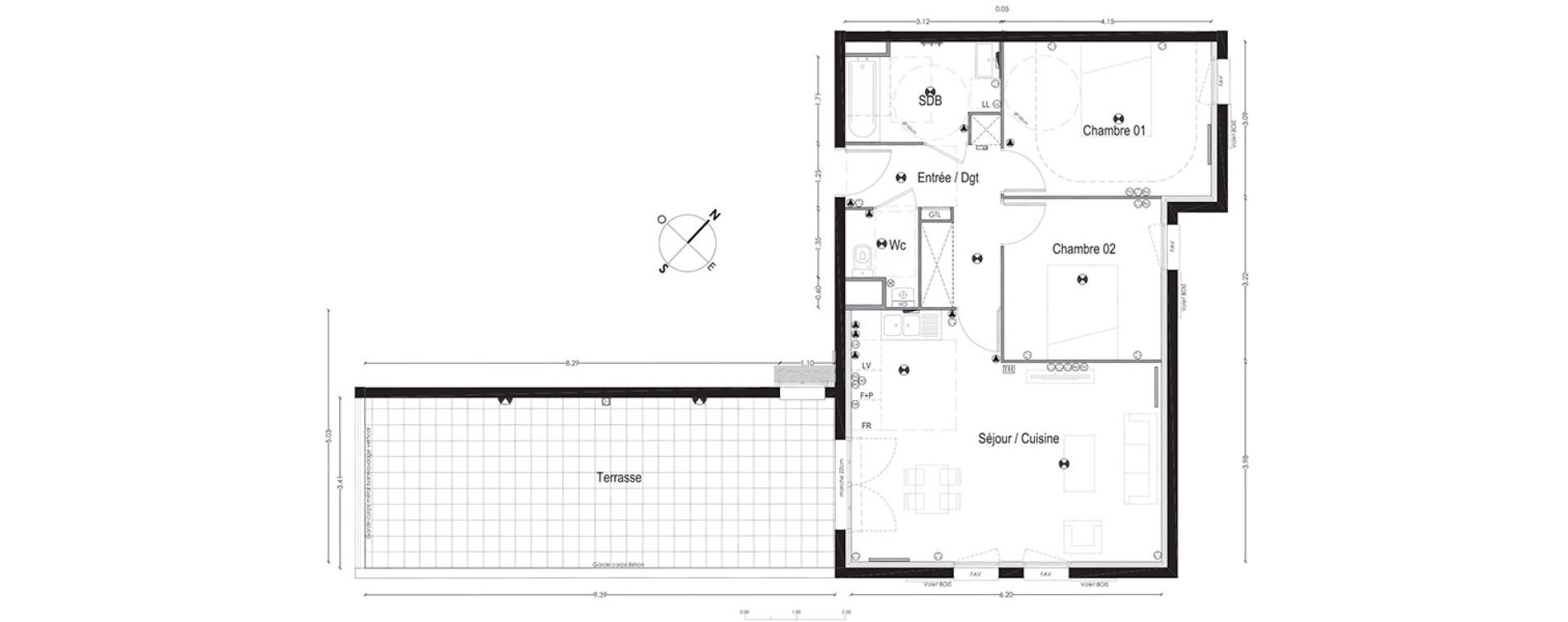 Appartement T3 de 66,04 m2 &agrave; Gradignan Centre