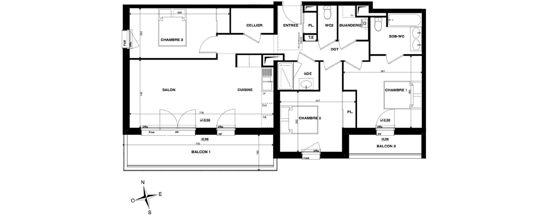 Appartement T4 de 85,65 m2 &agrave; Gradignan Centre