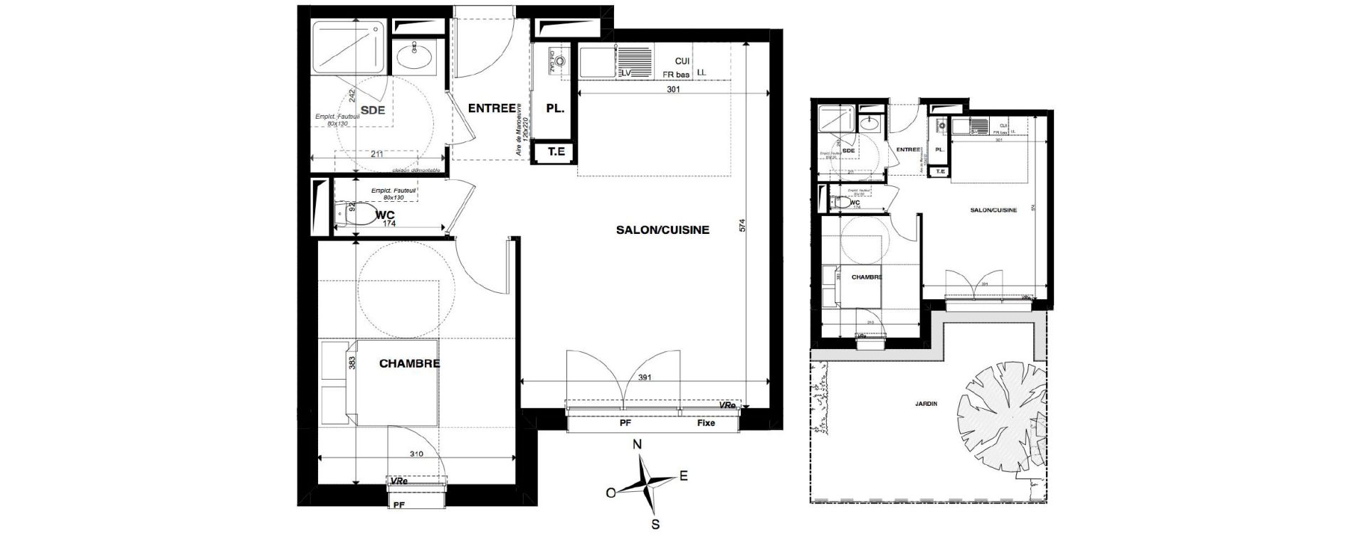 Appartement T2 de 44,13 m2 &agrave; Gradignan Centre