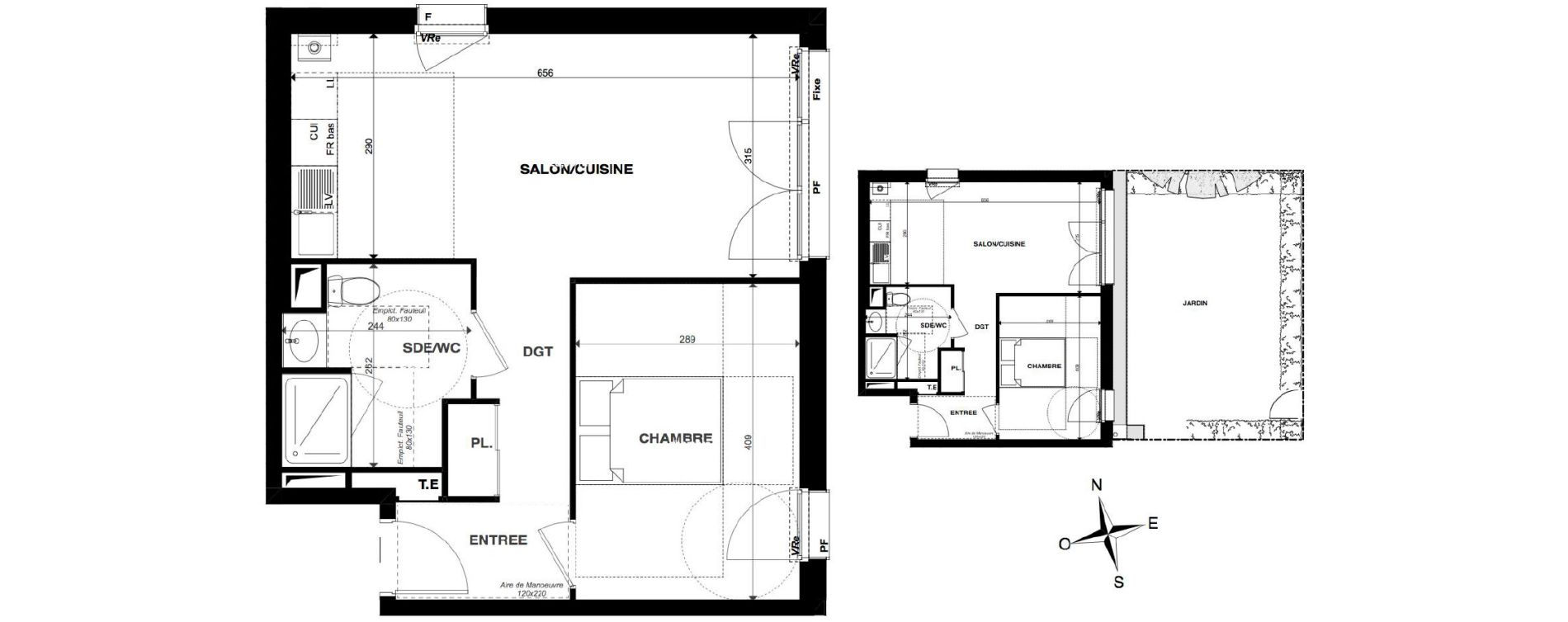 Appartement T2 de 44,28 m2 &agrave; Gradignan Centre