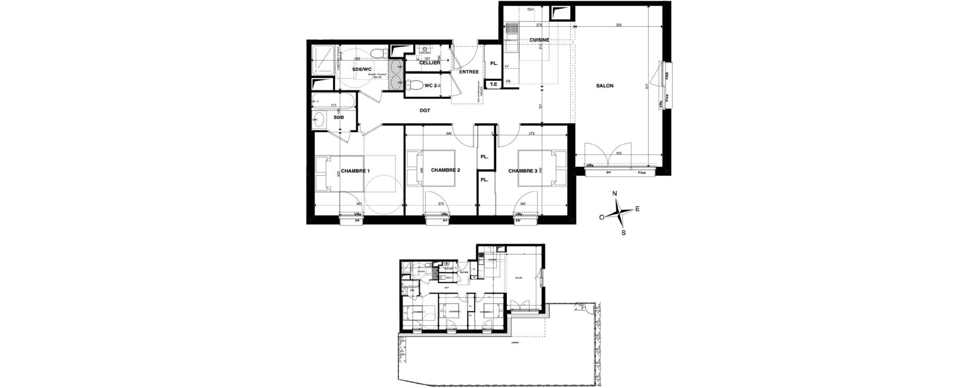 Appartement T4 de 85,43 m2 &agrave; Gradignan Centre