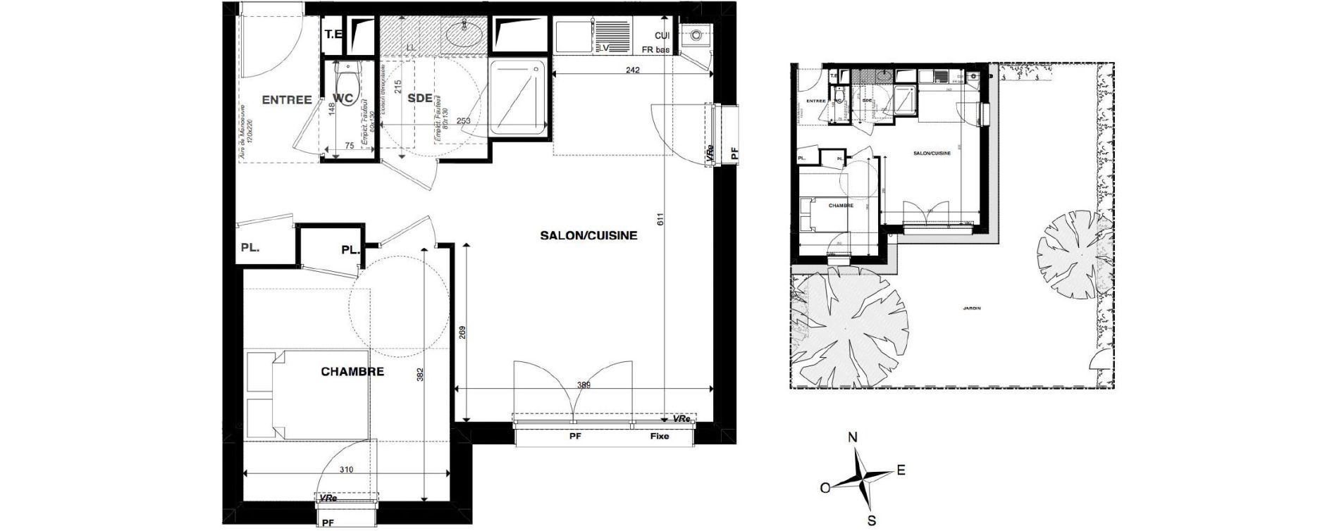 Appartement T2 de 44,99 m2 &agrave; Gradignan Centre