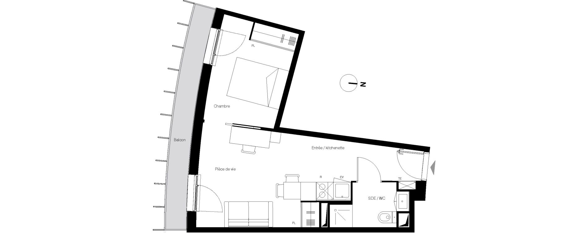Appartement T2 de 33,20 m2 &agrave; Gradignan Centre