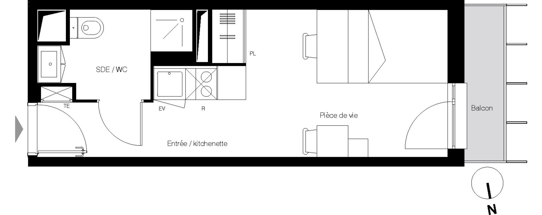 Studio de 20,68 m2 &agrave; Gradignan Centre