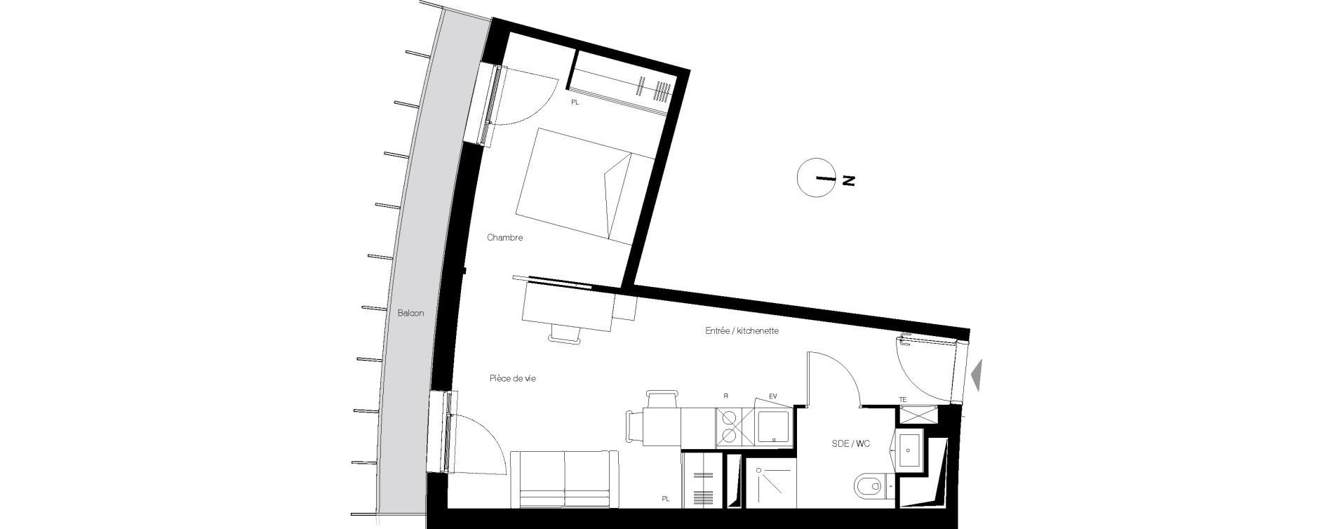 Appartement T2 de 33,20 m2 &agrave; Gradignan Centre