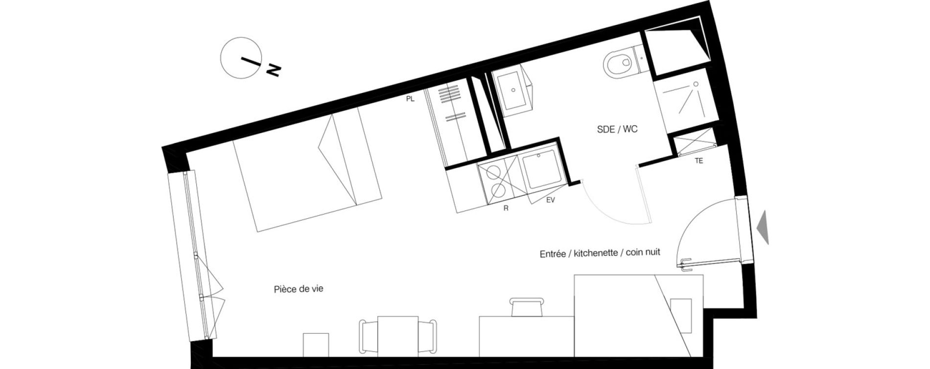 Appartement T1 de 29,80 m2 &agrave; Gradignan Centre