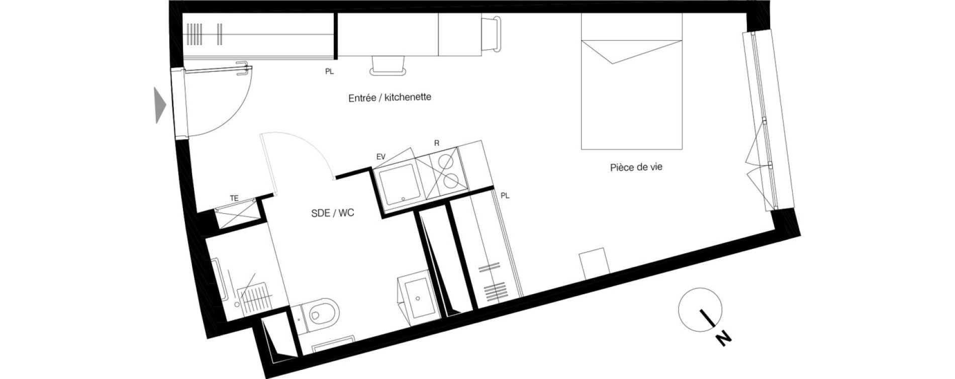 Appartement T1 de 29,75 m2 &agrave; Gradignan Centre