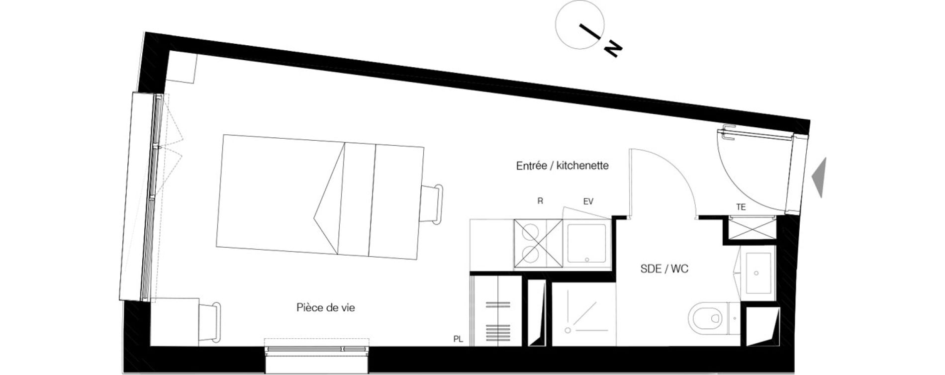 Appartement T1 de 23,86 m2 &agrave; Gradignan Centre