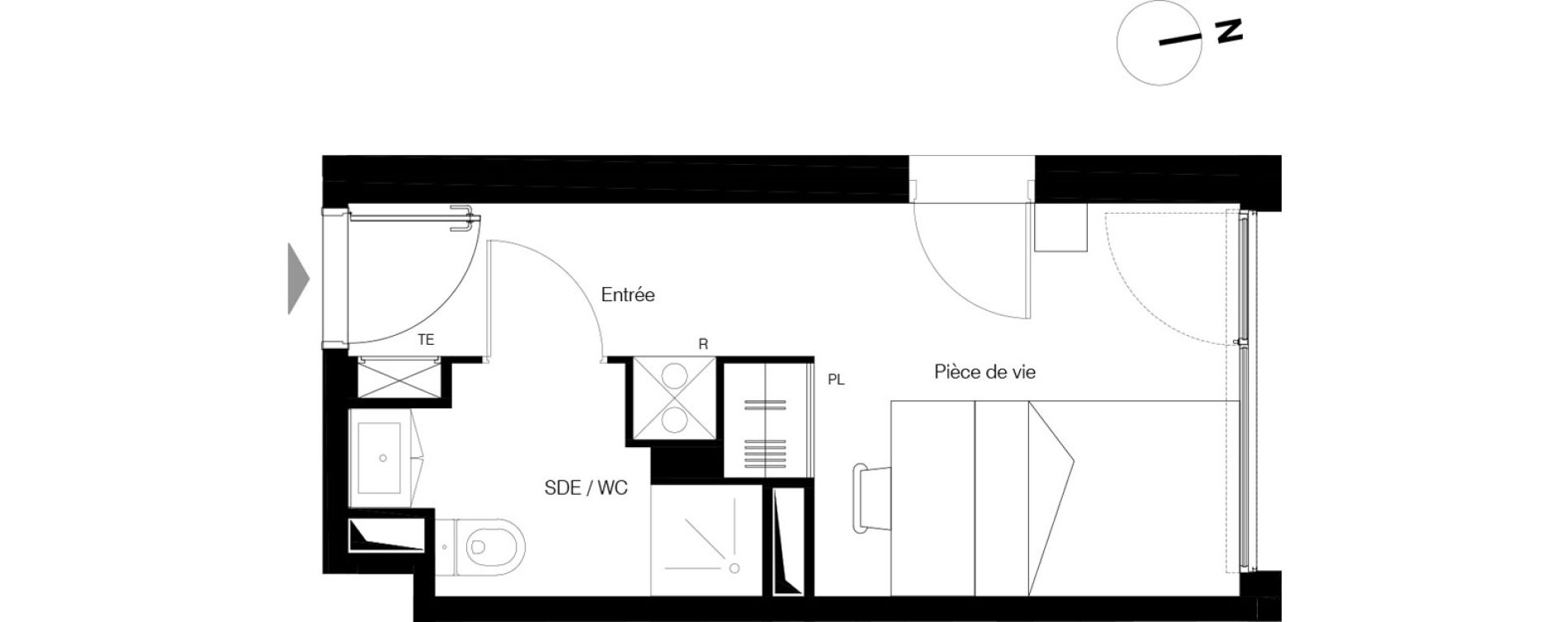 Appartement T1 de 16,33 m2 &agrave; Gradignan Centre