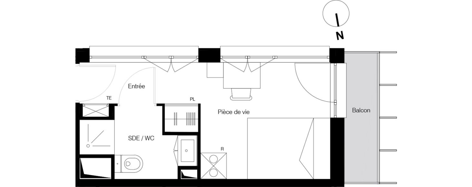 Appartement T1 de 14,26 m2 &agrave; Gradignan Centre