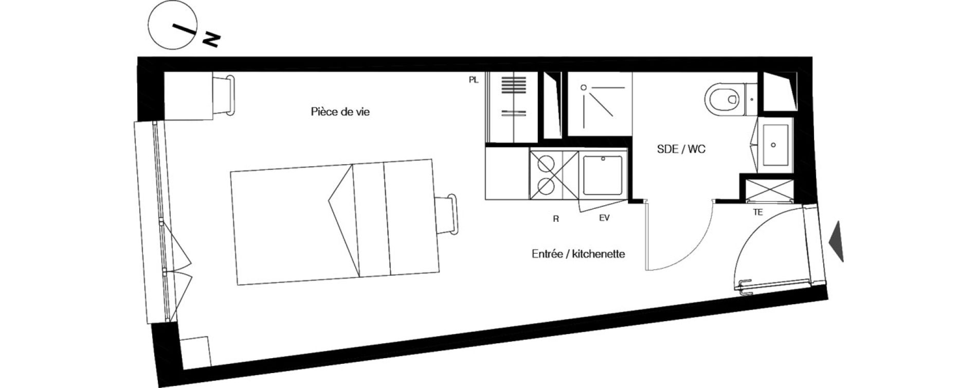 Appartement T1 de 23,86 m2 &agrave; Gradignan Centre