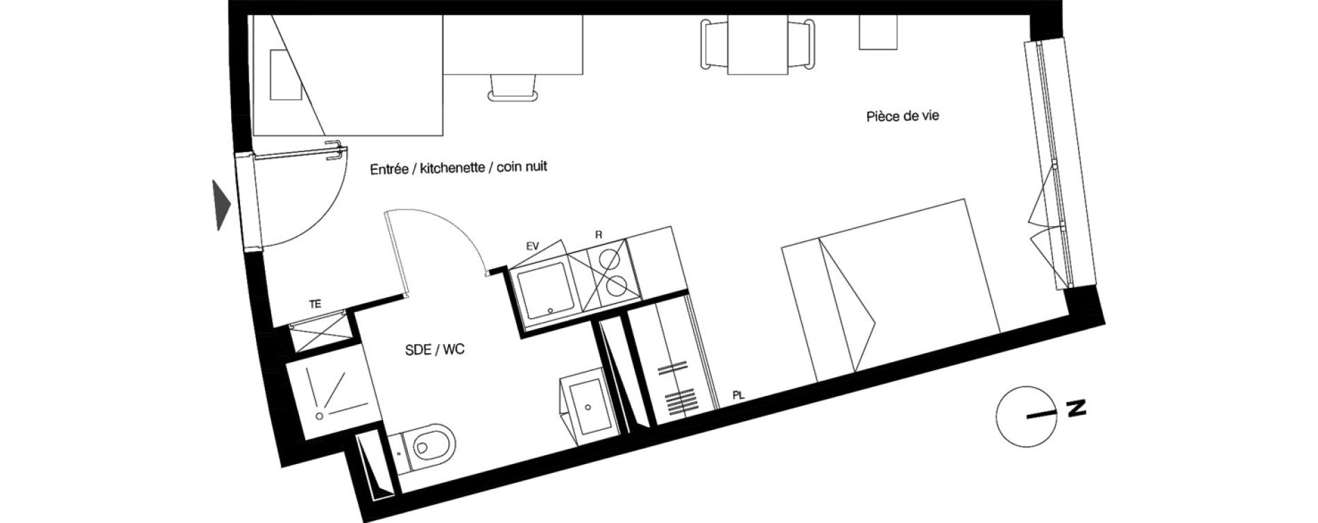 Appartement T1 de 30,24 m2 &agrave; Gradignan Centre