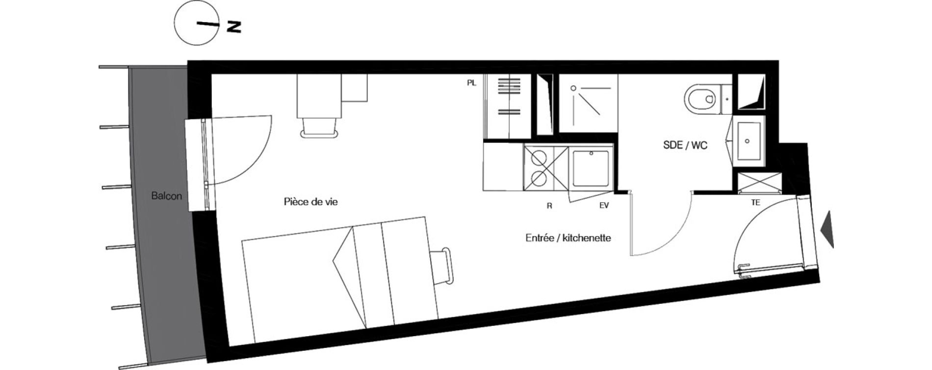 Appartement T1 de 23,43 m2 &agrave; Gradignan Centre