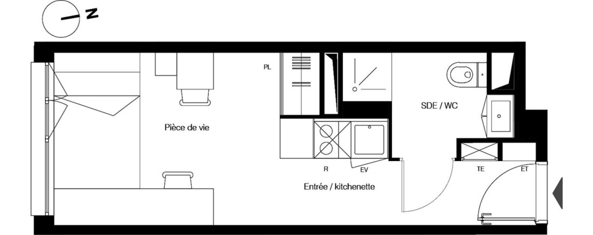 Appartement T1 de 20,28 m2 &agrave; Gradignan Centre