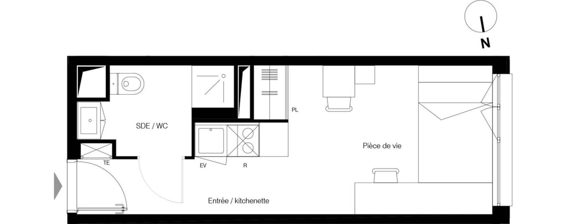 Appartement T1 de 20,68 m2 &agrave; Gradignan Centre