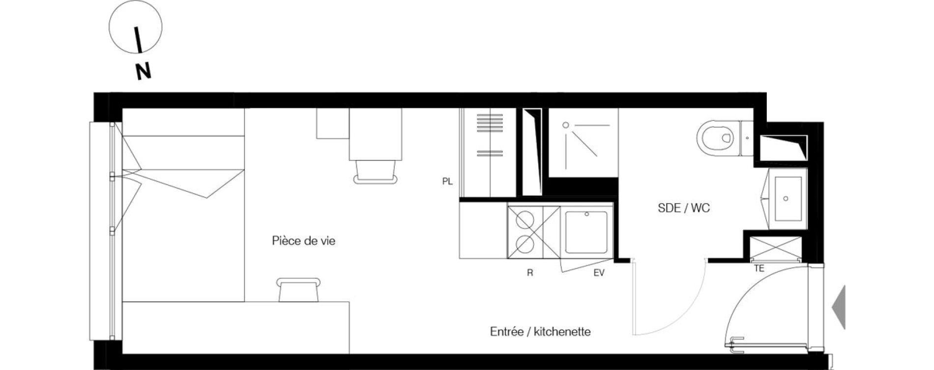 Appartement T1 de 20,68 m2 &agrave; Gradignan Centre