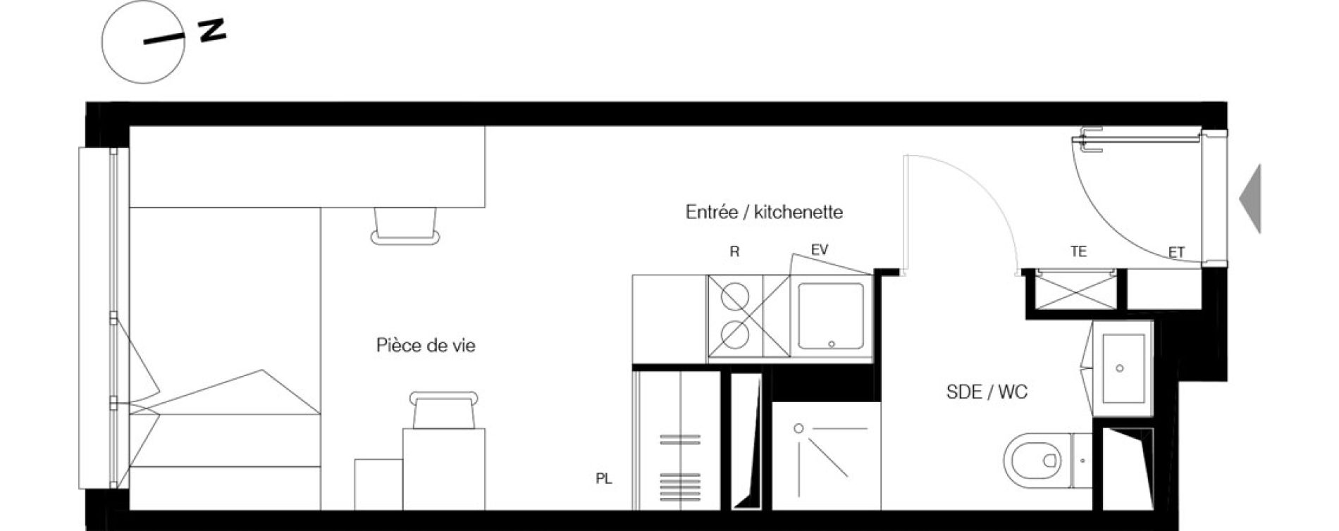 Appartement T1 de 20,28 m2 &agrave; Gradignan Centre