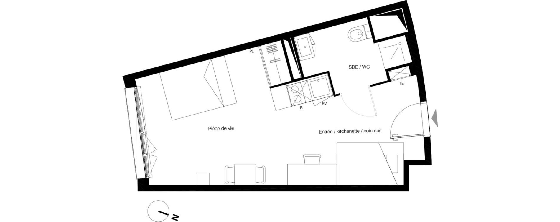 Appartement T1 de 29,71 m2 &agrave; Gradignan Centre