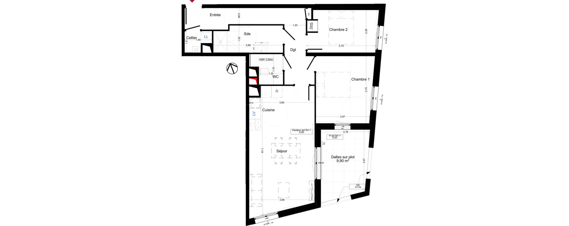 Appartement T3 de 66,99 m2 &agrave; Gradignan Naudet