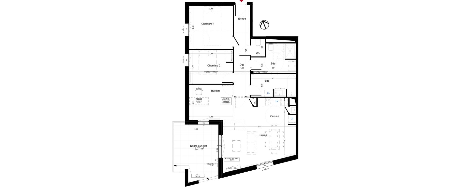 Appartement T4 de 81,74 m2 &agrave; Gradignan Naudet