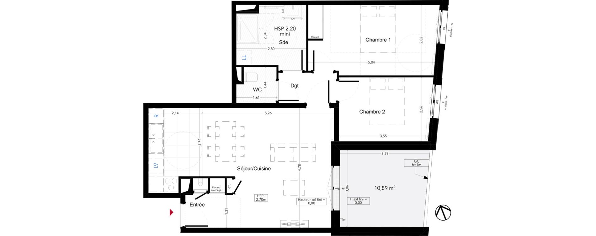 Appartement T3 de 67,35 m2 &agrave; Gradignan Naudet