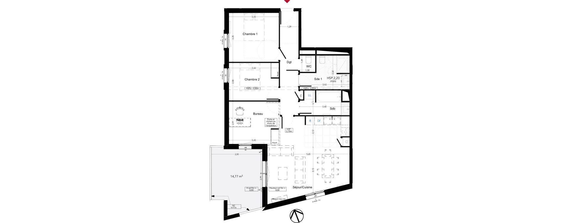 Appartement T4 de 80,97 m2 &agrave; Gradignan Naudet