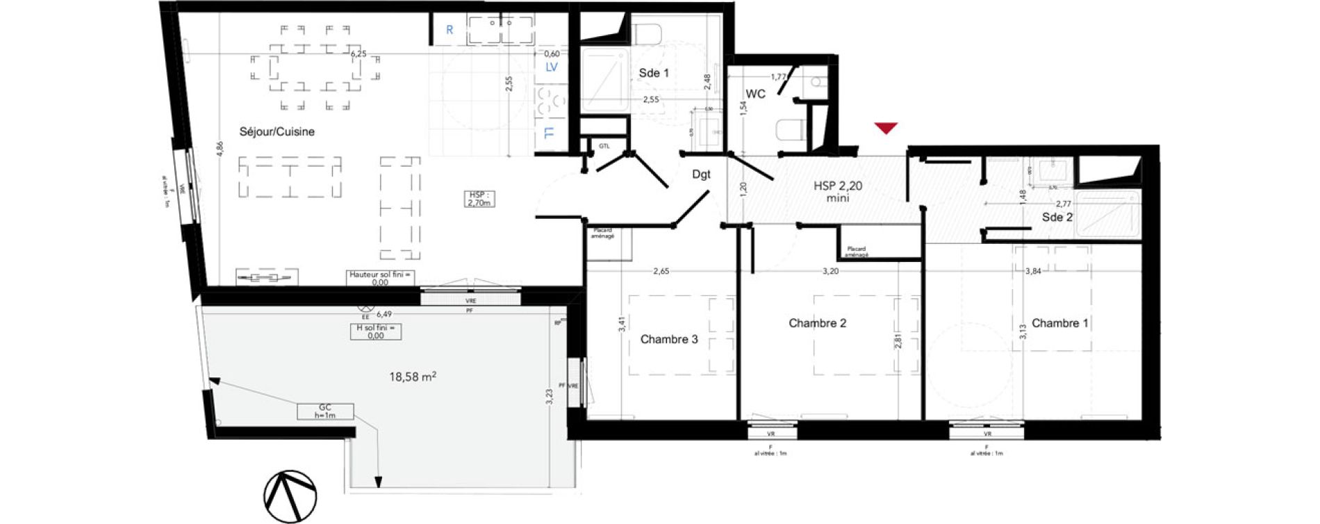 Appartement T4 de 84,54 m2 &agrave; Gradignan Naudet