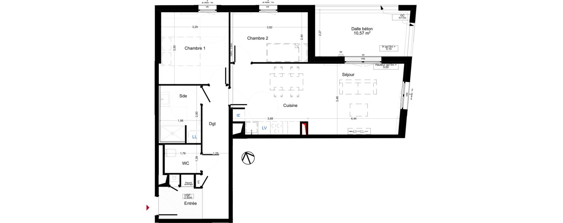 Appartement T3 de 69,14 m2 &agrave; Gradignan Naudet