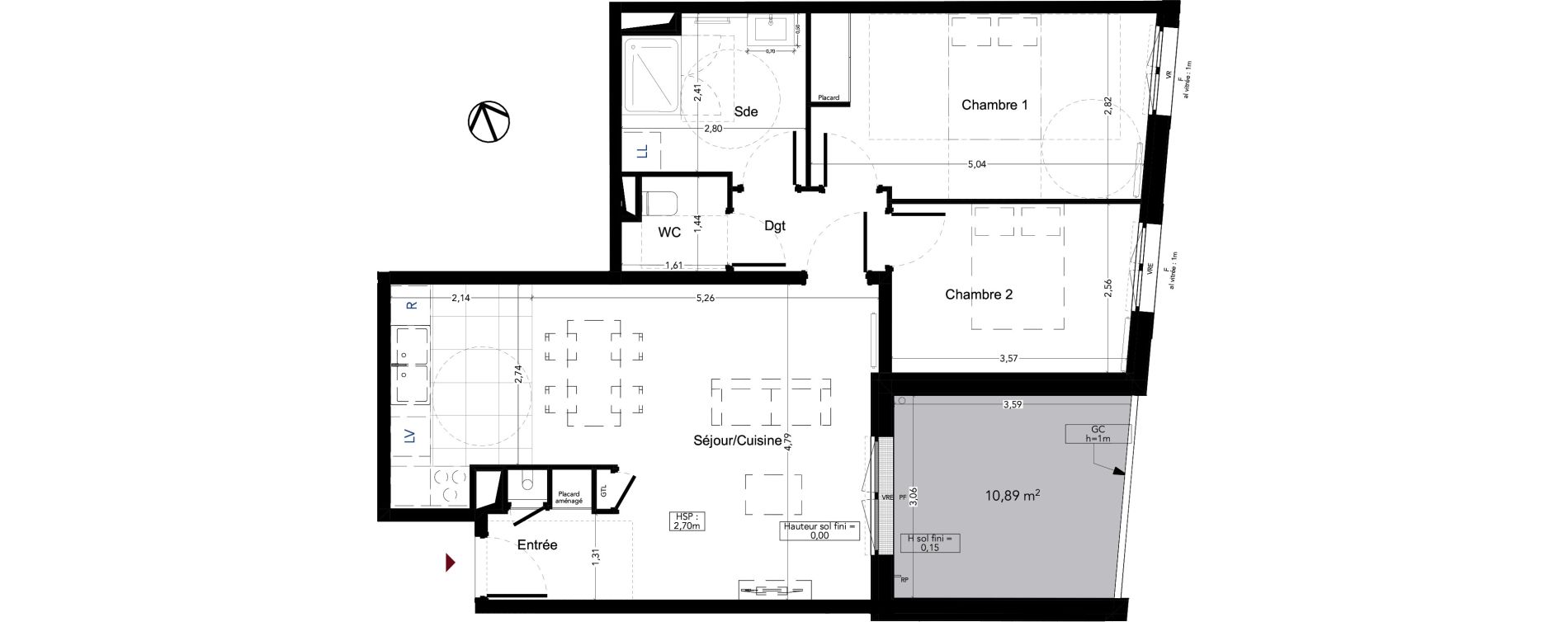 Appartement T3 de 67,18 m2 &agrave; Gradignan Naudet