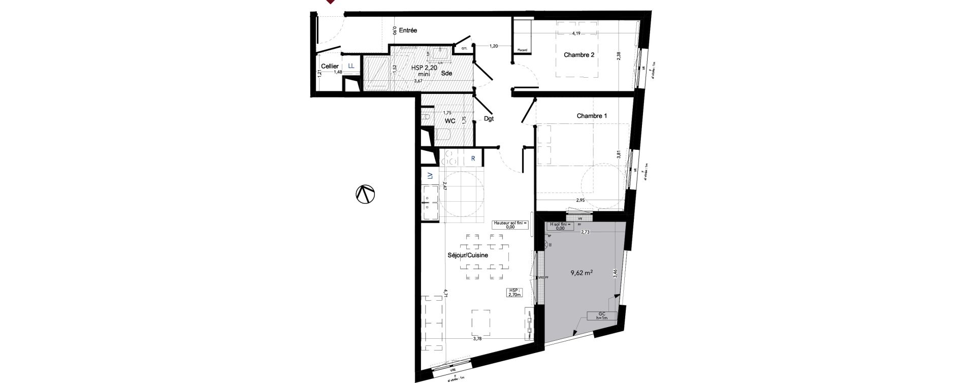 Appartement T3 de 68,60 m2 &agrave; Gradignan Naudet