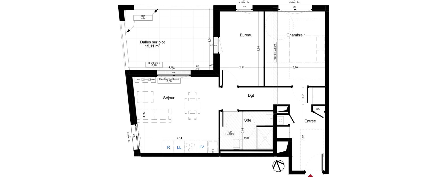 Appartement T3 de 58,20 m2 &agrave; Gradignan Naudet