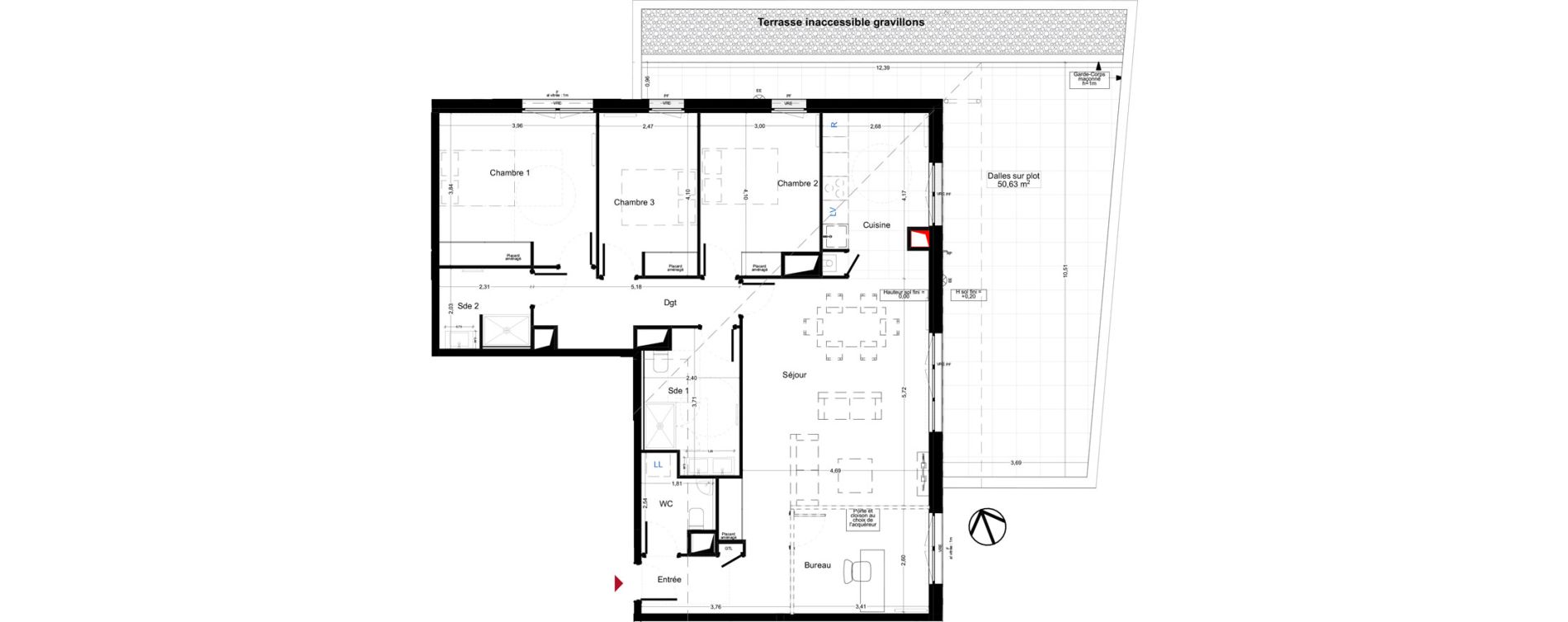 Appartement T5 de 115,41 m2 &agrave; Gradignan Naudet