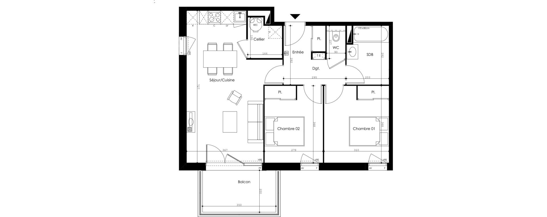 Appartement T3 de 63,73 m2 &agrave; Gujan-Mestras Centre