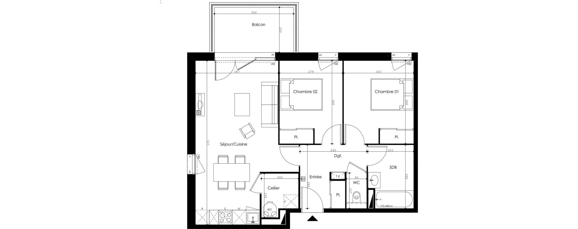 Appartement T3 de 63,73 m2 &agrave; Gujan-Mestras Centre