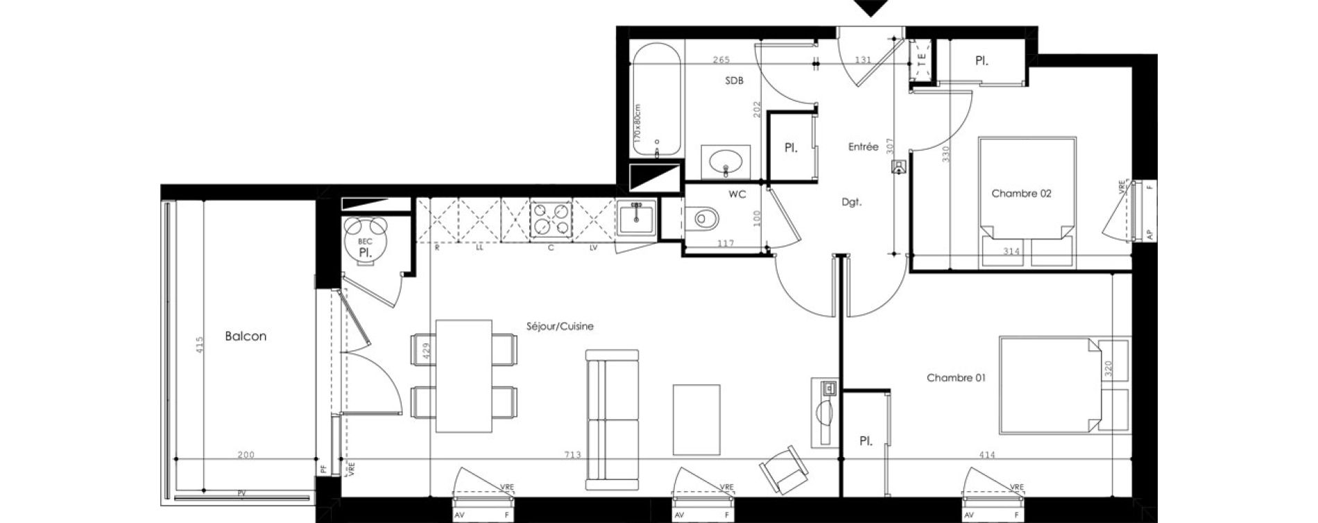 Appartement T3 de 62,21 m2 &agrave; Gujan-Mestras Centre