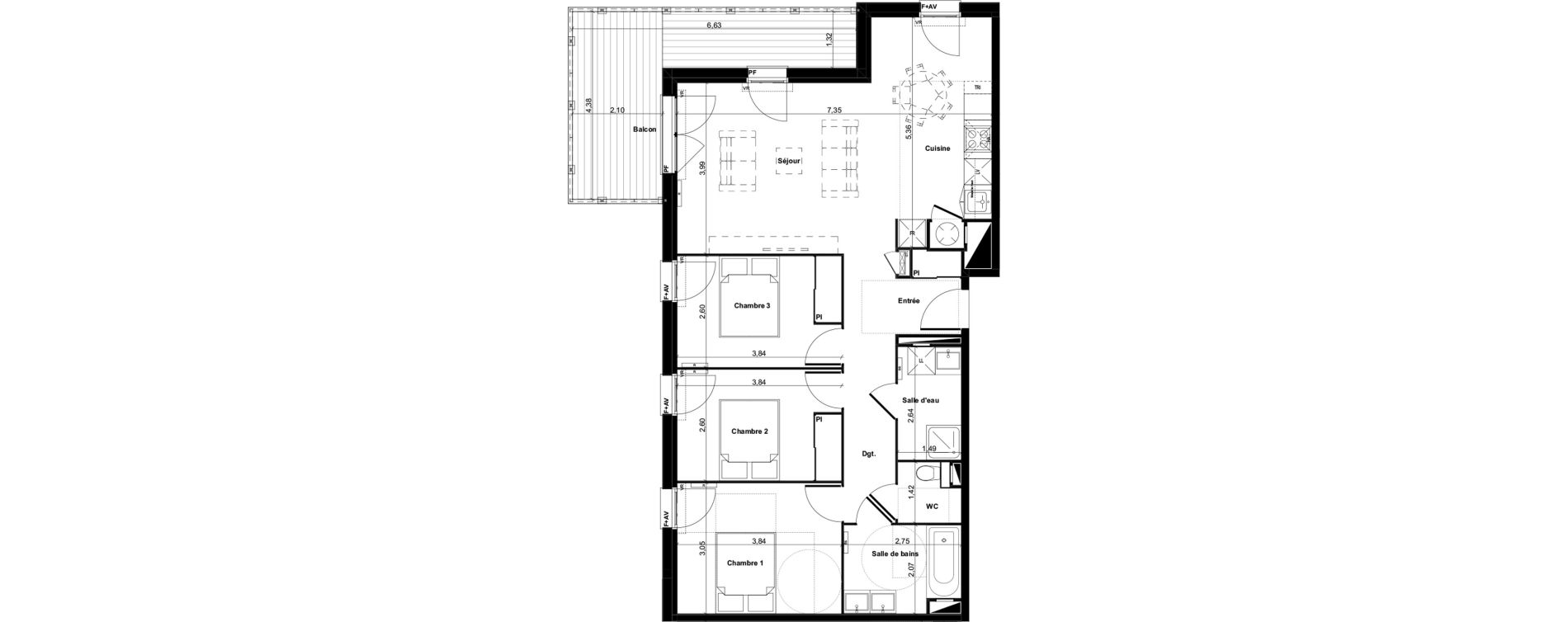Appartement T4 de 85,82 m2 &agrave; Gujan-Mestras Centre