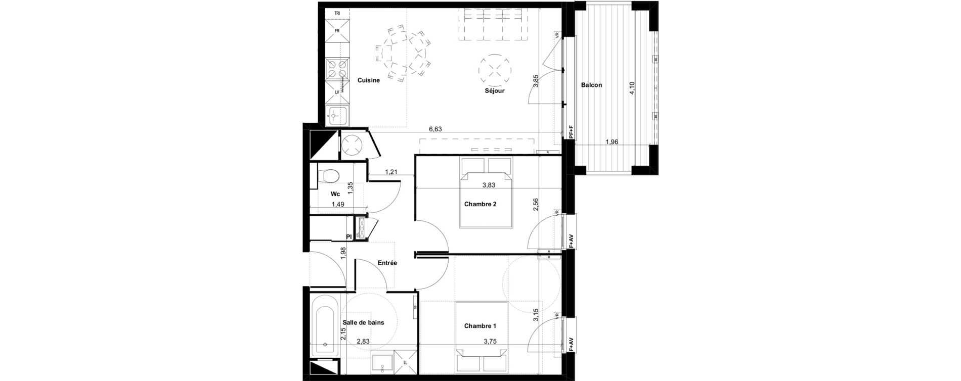 Appartement T3 de 60,30 m2 &agrave; Gujan-Mestras Centre