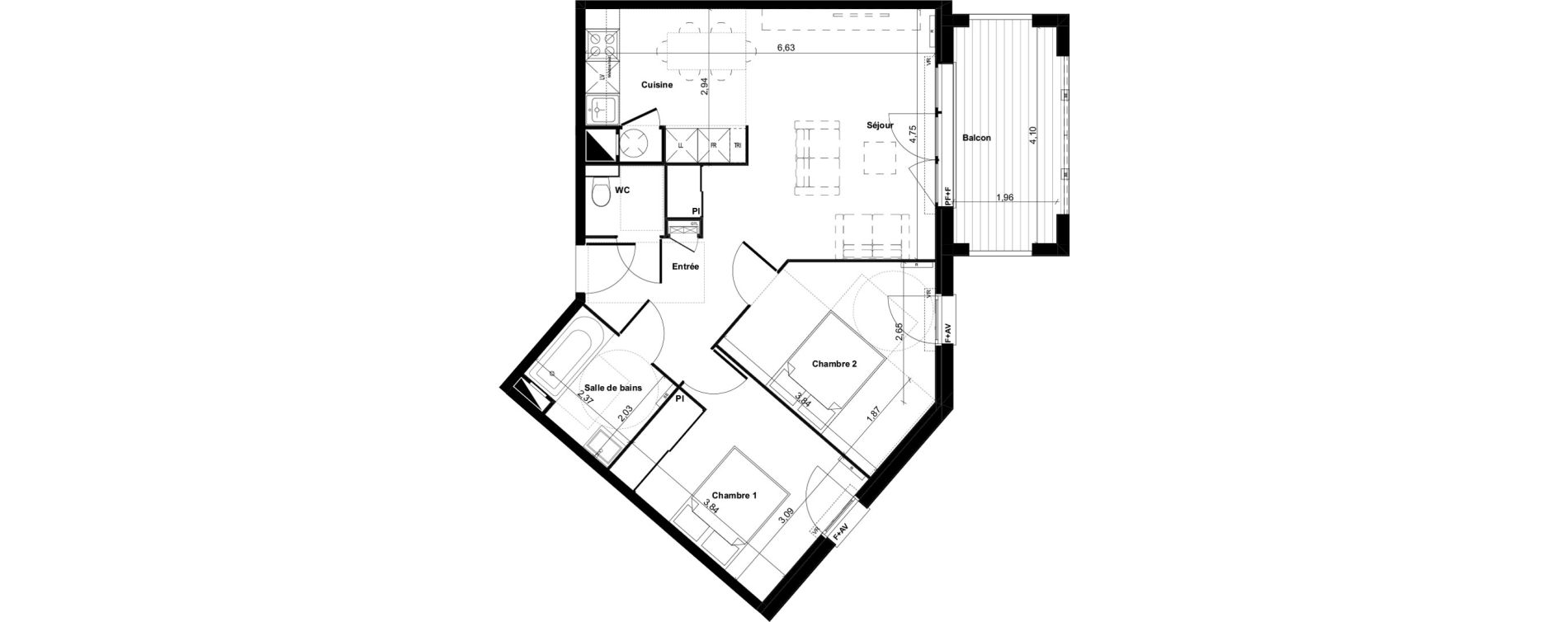 Appartement T3 de 63,13 m2 &agrave; Gujan-Mestras Centre