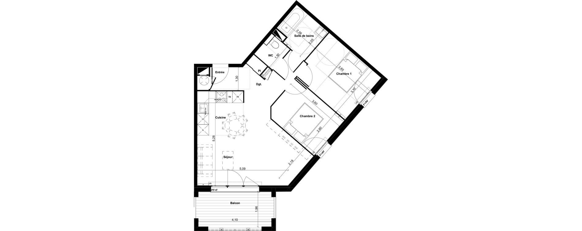 Appartement T3 de 62,58 m2 &agrave; Gujan-Mestras Centre