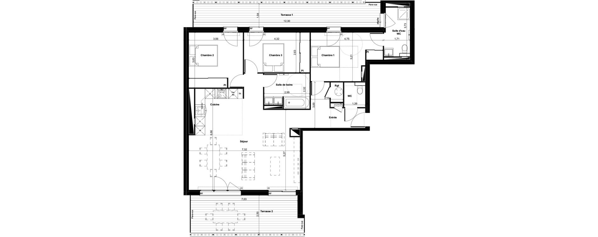 Appartement T4 de 104,88 m2 &agrave; Gujan-Mestras Centre