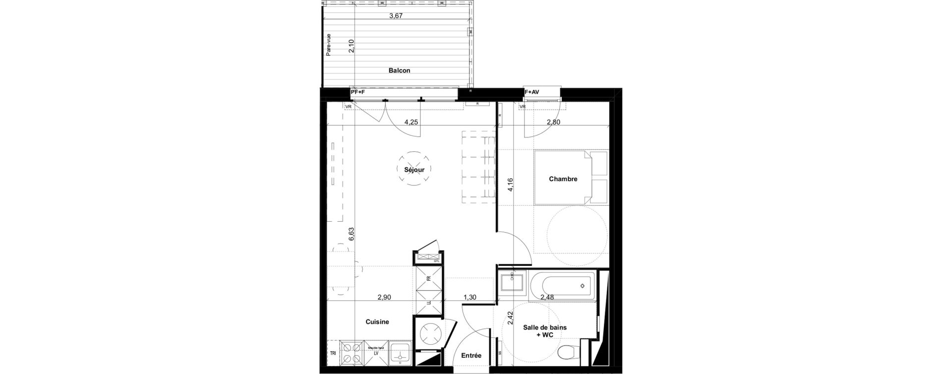 Appartement T2 de 44,70 m2 &agrave; Gujan-Mestras Centre