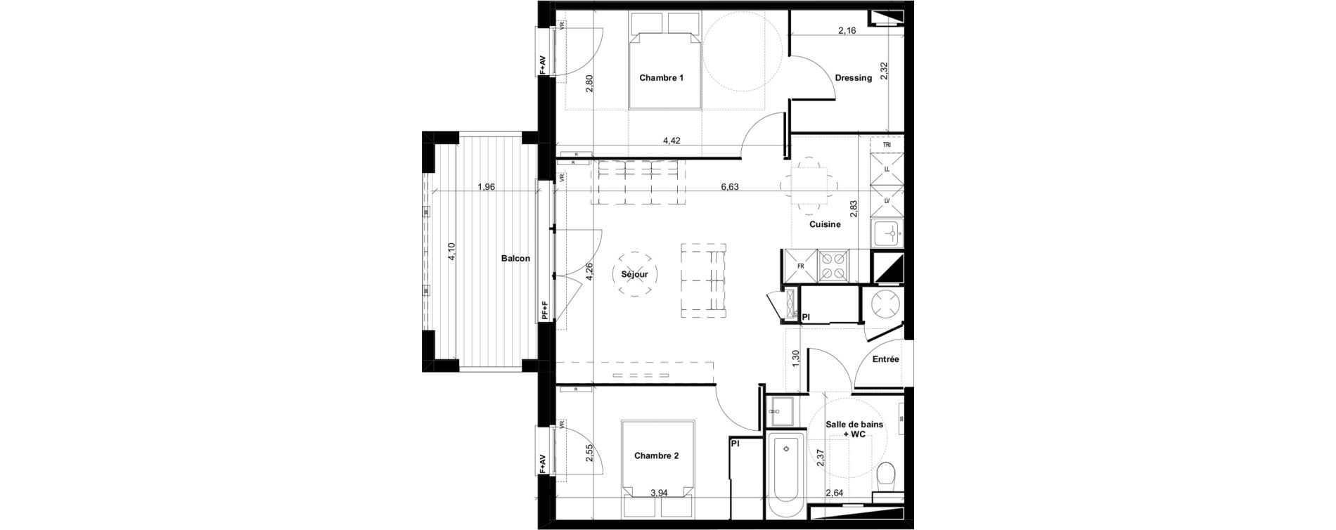Appartement T3 de 61,55 m2 &agrave; Gujan-Mestras Centre