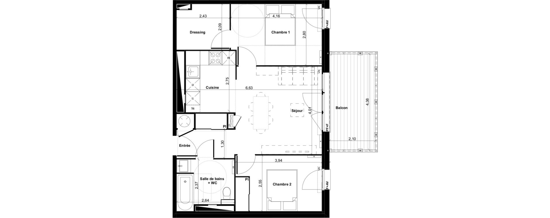 Appartement T3 de 59,12 m2 &agrave; Gujan-Mestras Centre