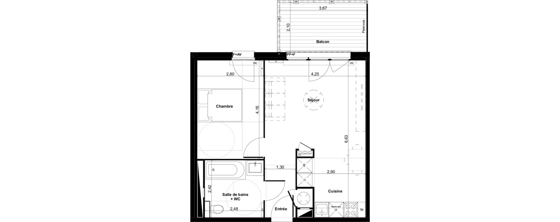 Appartement T2 de 44,84 m2 &agrave; Gujan-Mestras Centre