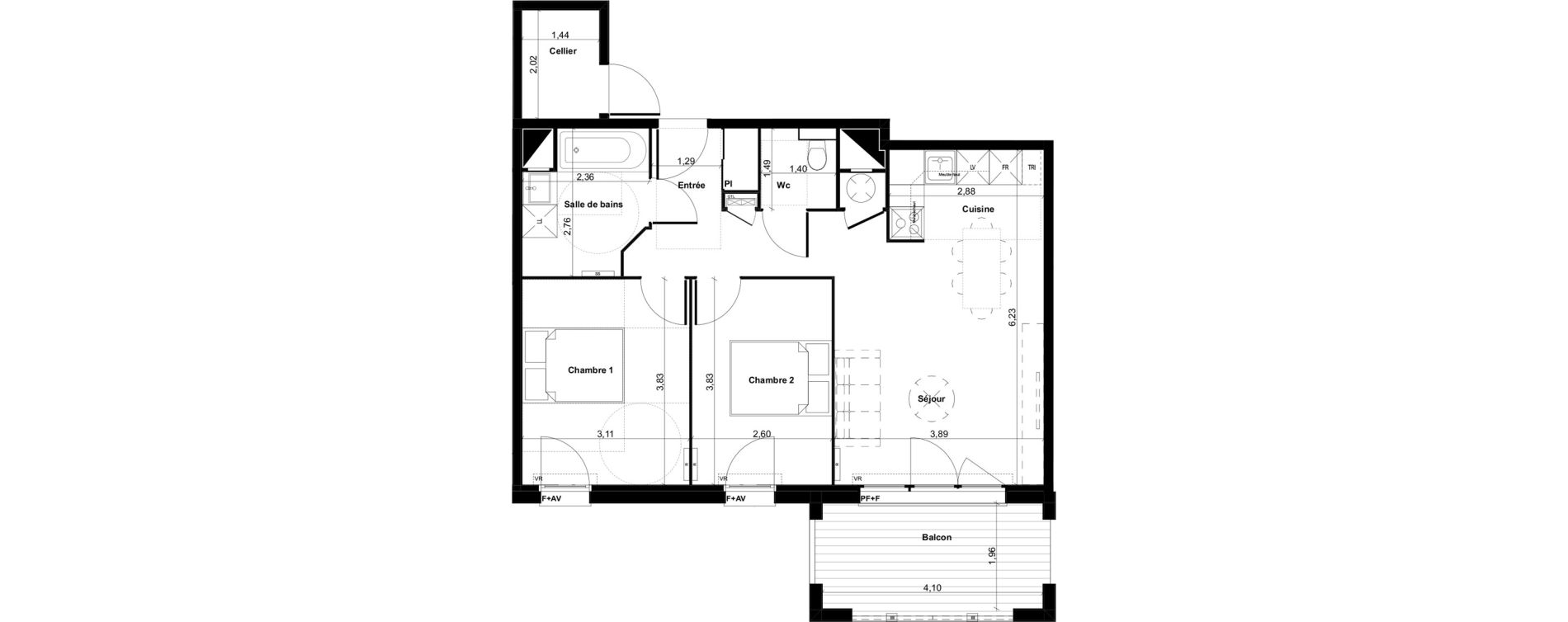 Appartement T3 de 60,32 m2 &agrave; Gujan-Mestras Centre