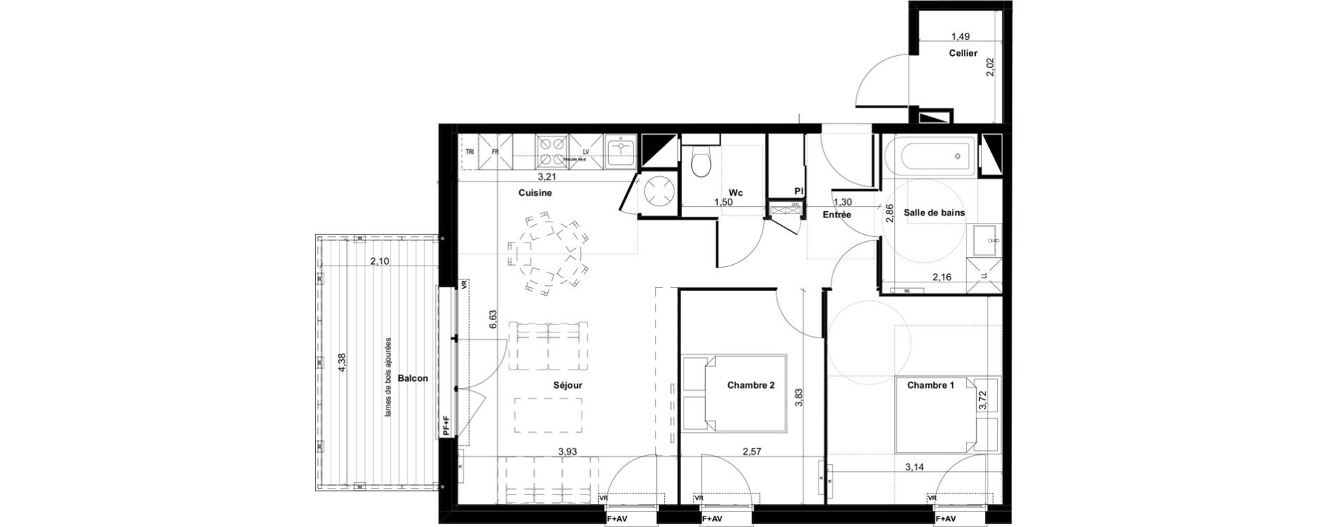 Appartement T3 de 62,21 m2 &agrave; Gujan-Mestras Centre