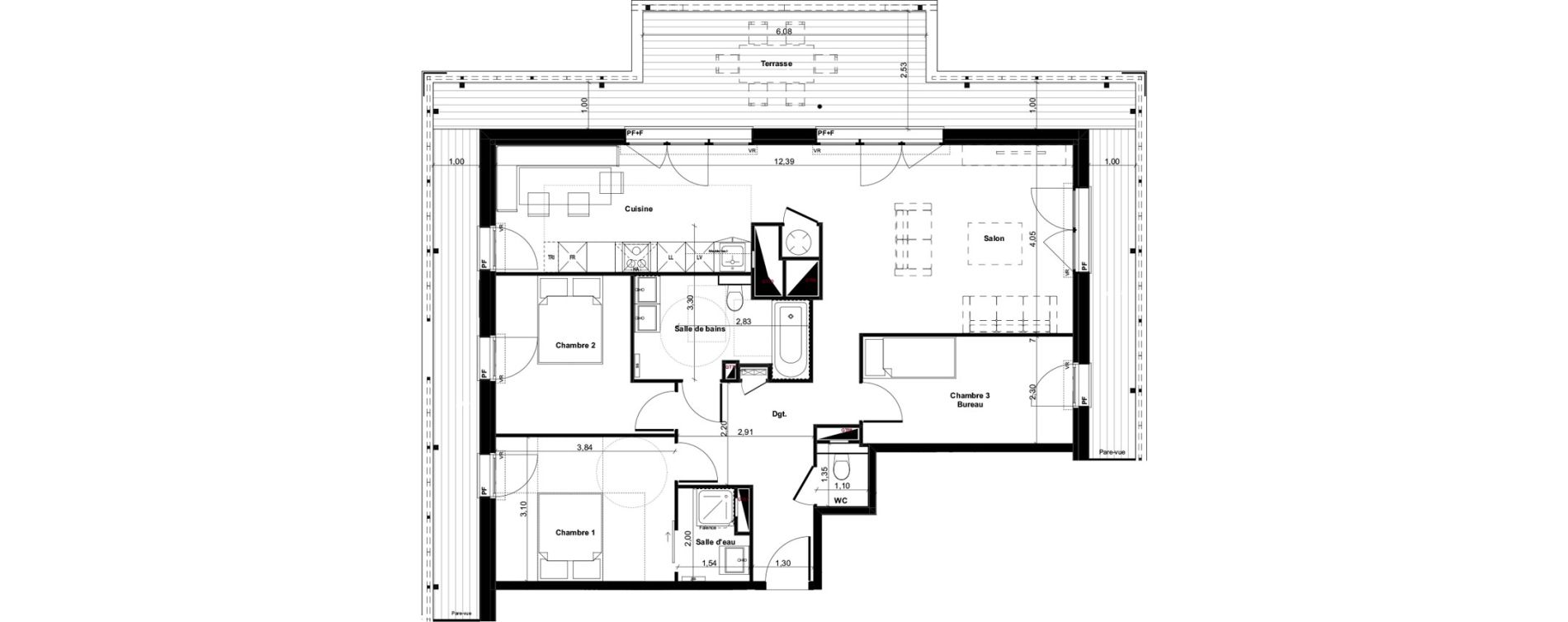 Appartement T4 de 95,89 m2 &agrave; Gujan-Mestras Centre