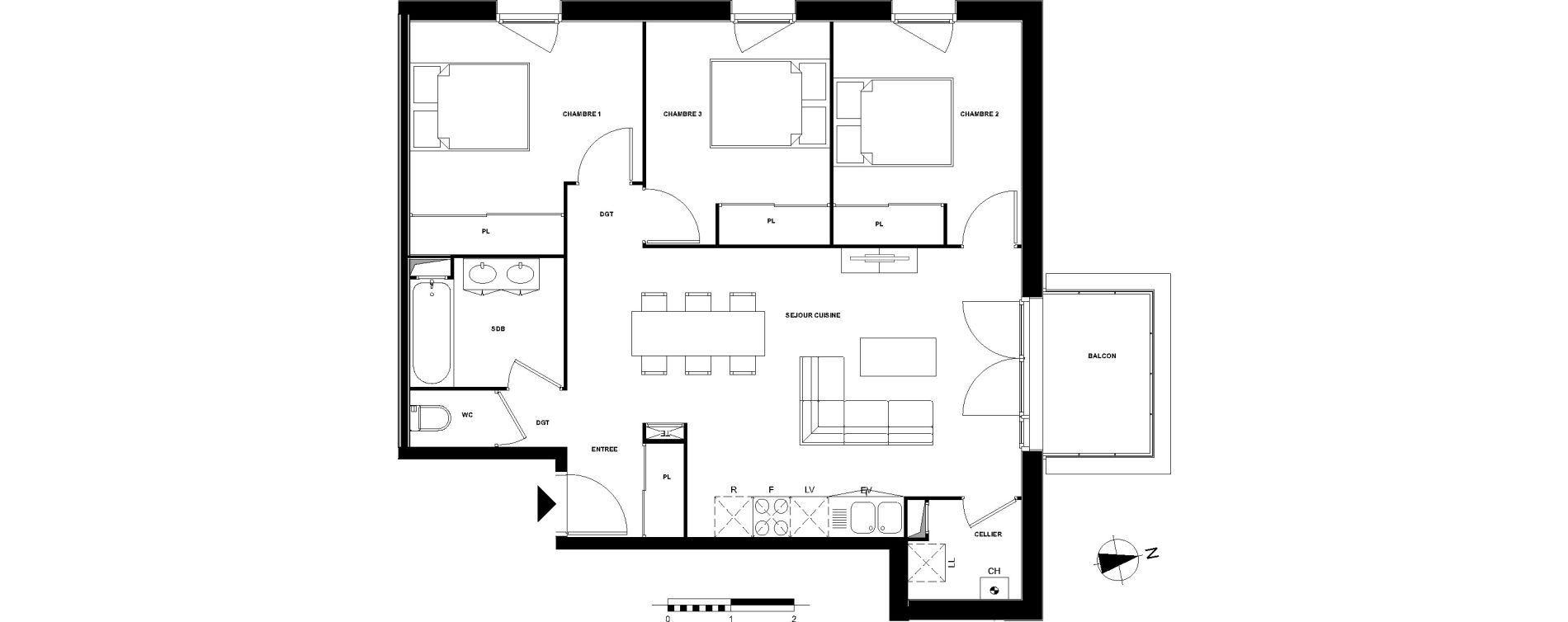 Appartement T4 de 75,01 m2 &agrave; Gujan-Mestras Centre